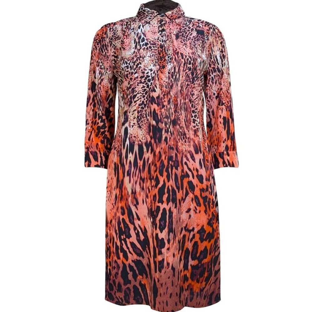 Etcetera Animal Print Silk Shirt Dress Size 8